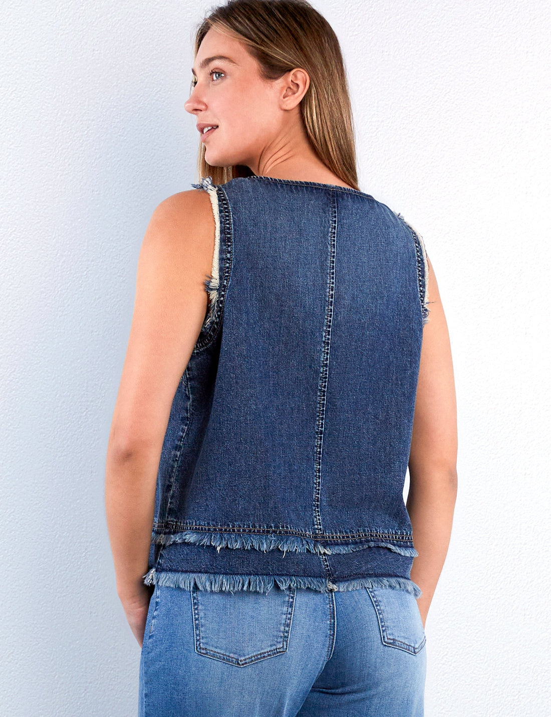 Fray Layered Denim Top